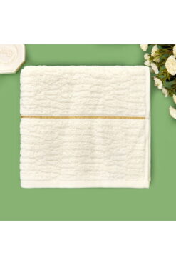 Evidea Soft Golden Star Line Yüz Havlusu - Ekru - 50x90 cm