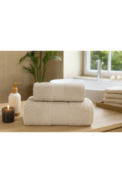 Lucy and Home %100 Pamuk 2li Jakarlı Havlu Seti 50x100cm+40x60cm