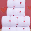 My Catherine 4'lü Banyo Havlu Seti Kalpli - Kalp Desenli Hamam Takımı