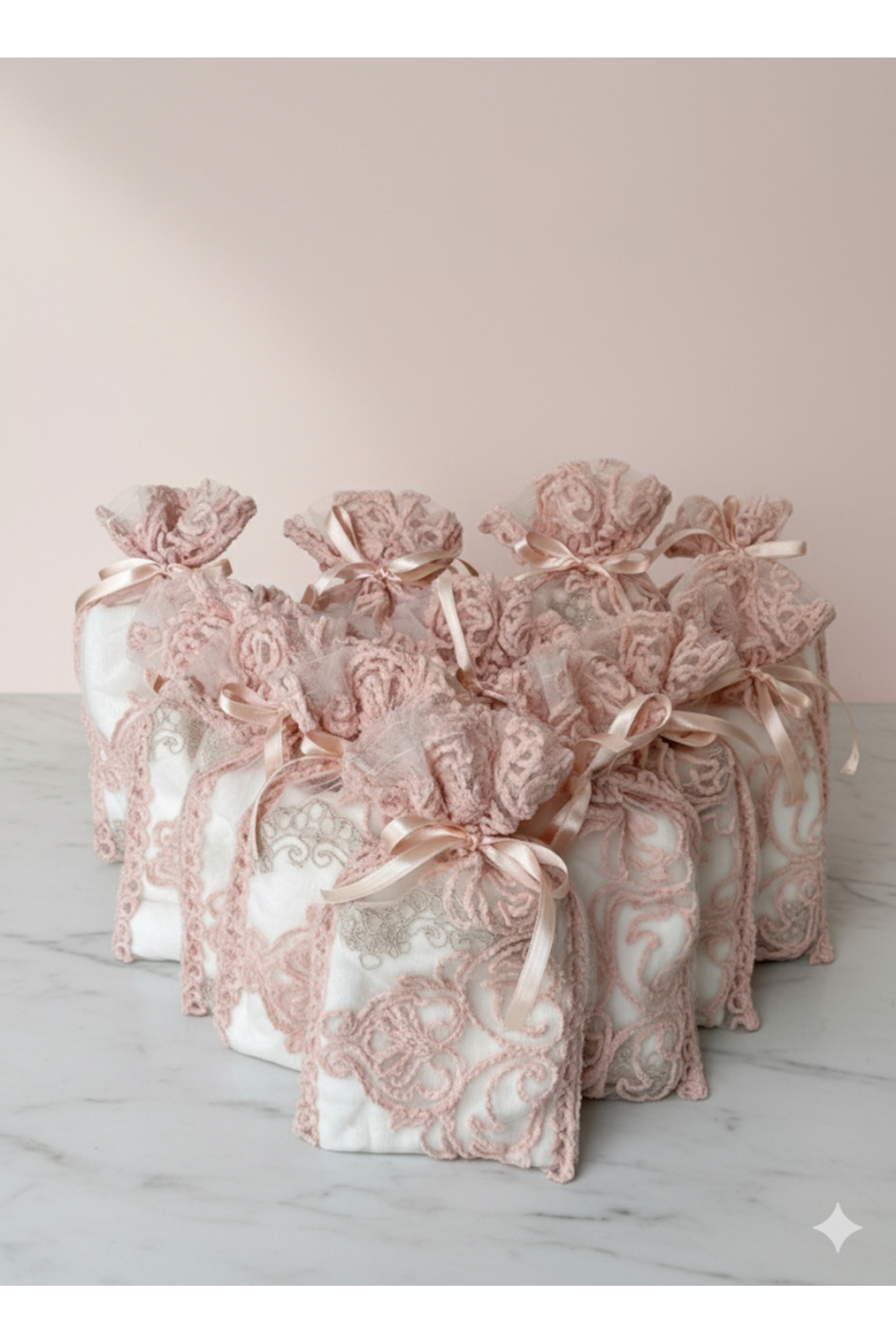 ARSEM EV TEKSTİL 12'li Dantelli Keseli Söz Nişan Düğün Araba Havlusu Hediyelik Havlu El Havlusu Mutfak Havlu 30x50 Cm