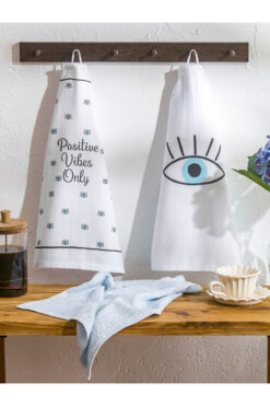 LC Waikiki LCW HOME Mavi Göz Baskılı Kurulama Bezi 3'lü 40x50 cm