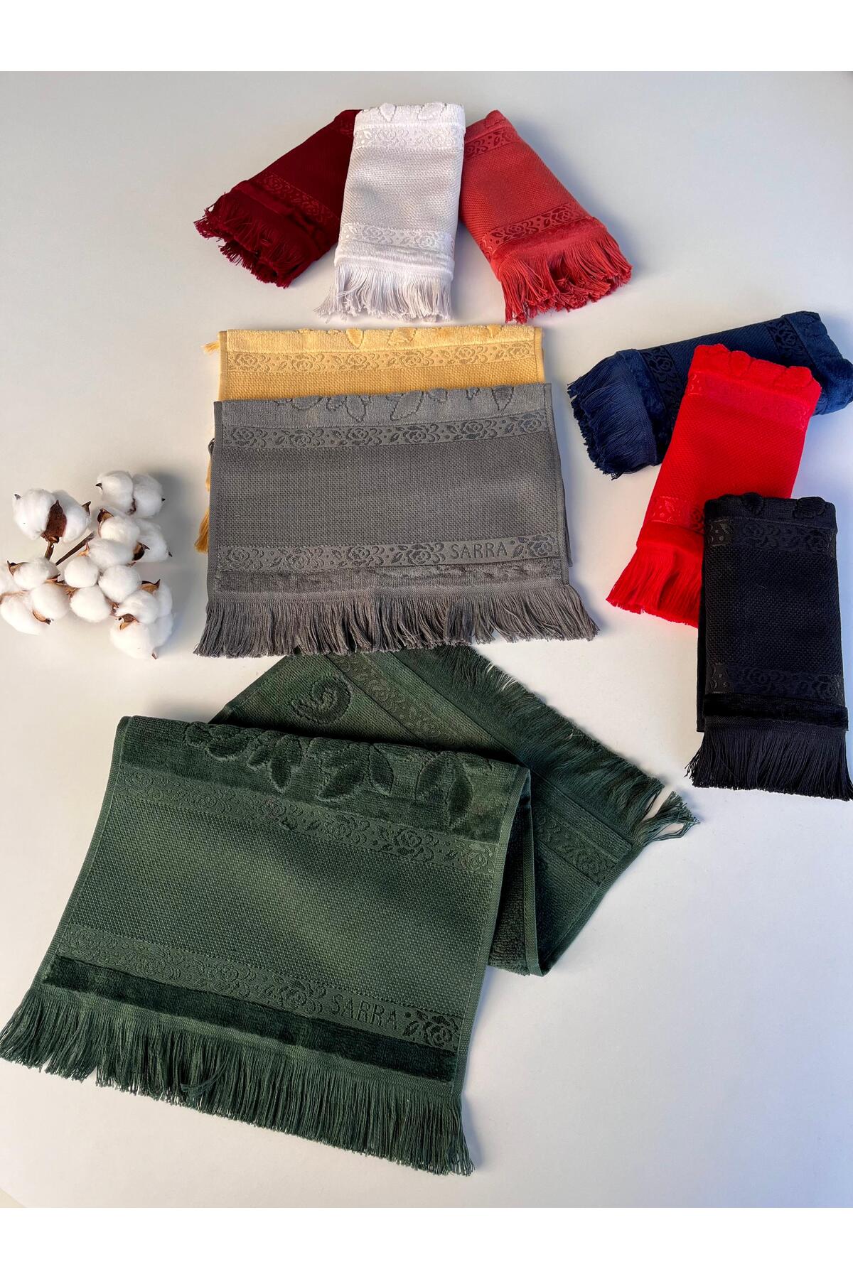 sarra 50x90 Sarra Saçaklı Koyu Etamin Havlu - Zümrüt Yeşil - Görsel 3