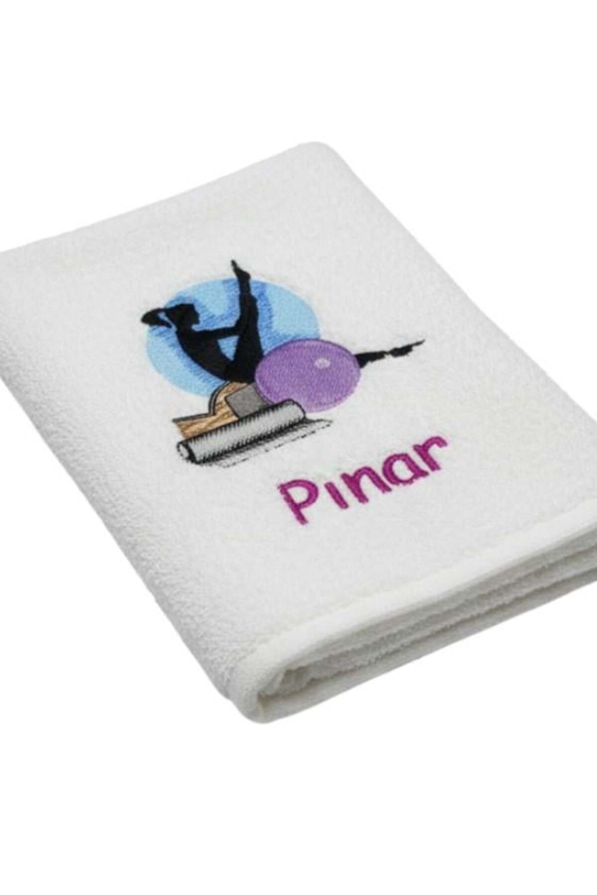 Atölye Müge Kişiye Özel Nakışlı Pilates Temalı Spor ve Fitness Antreman Havlusu 50x90 cm - Görsel 2