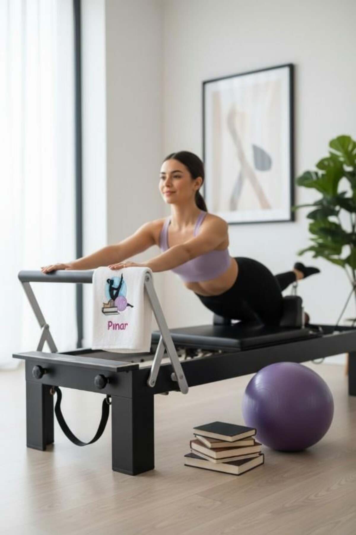 Atölye Müge Kişiye Özel Nakışlı Pilates Temalı Spor ve Fitness Antreman Havlusu 50x90 cm - Görsel 3