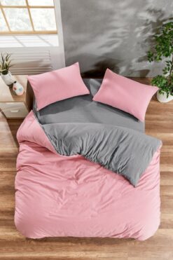 Valezium ANTRASIT-MÜRDÜM ÇİFT KİŞİLİK NEVRESİM TAKIMI LASTİKLİ ÇARŞAF VE 2 YASTIK KILIFI