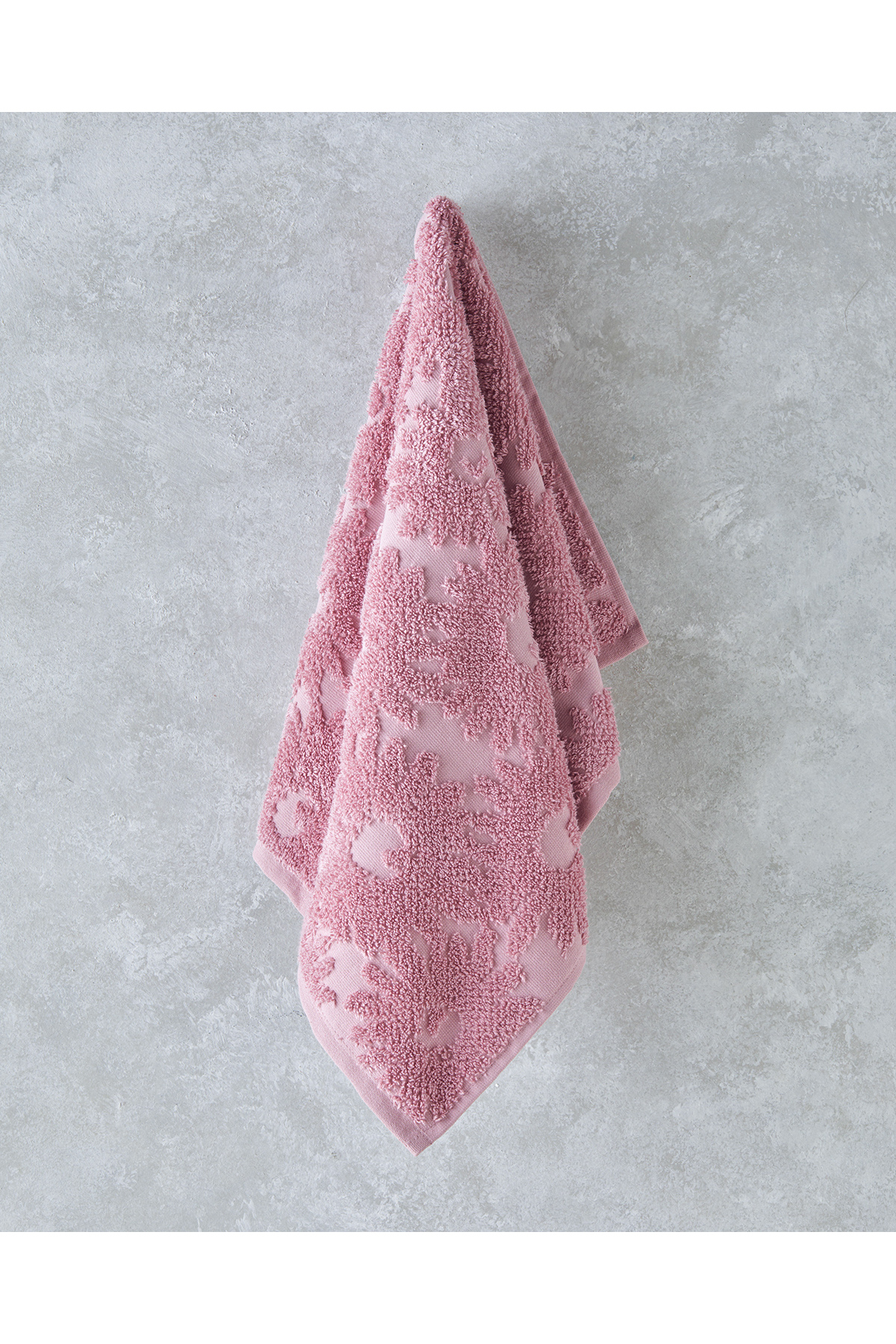 English Home Flower Touch Pamuklu Jakarlı Yüz Havlusu 50x80 cm Pembe
