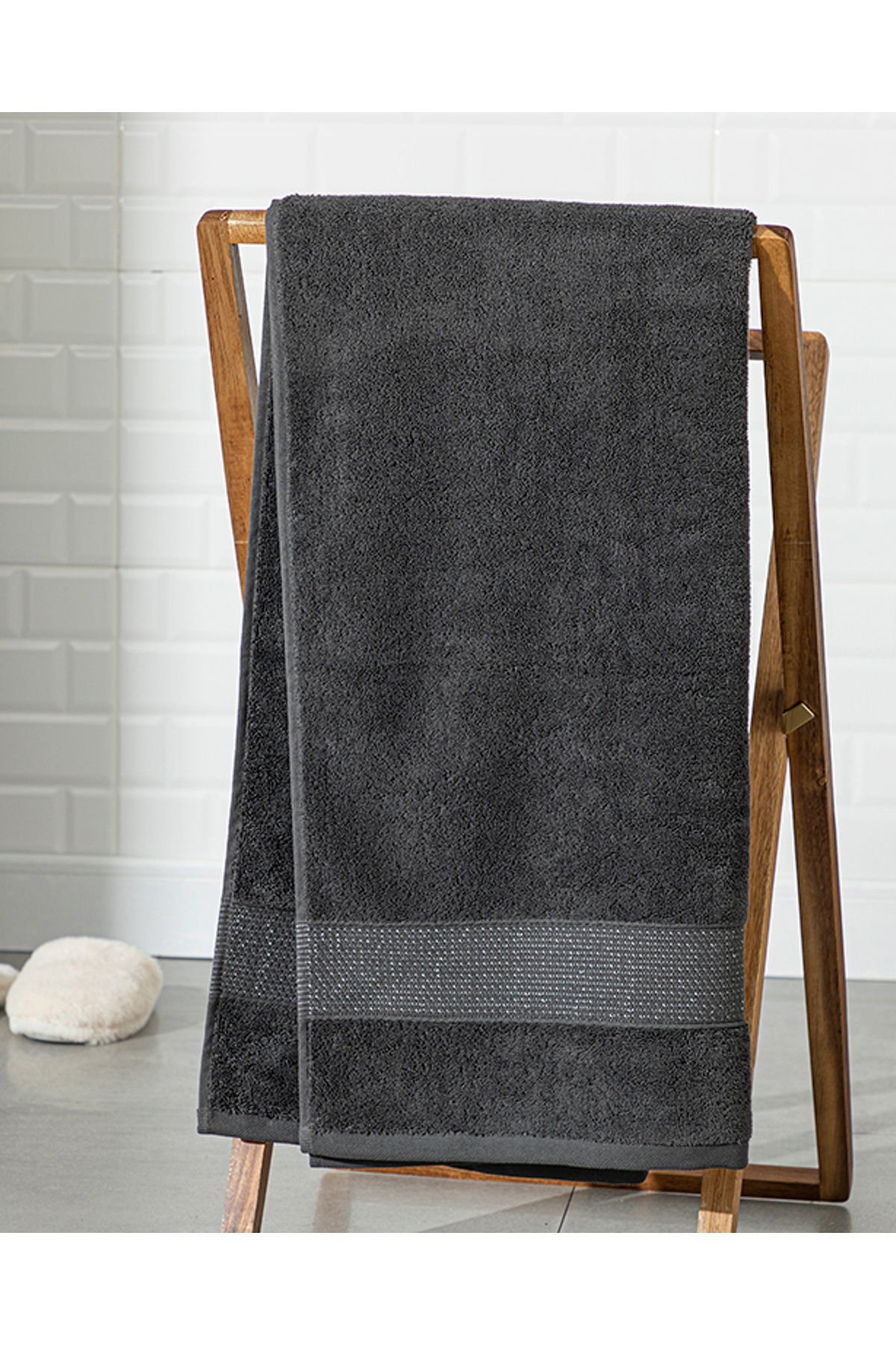 English Home Deluxe Pamuklu Low Twist Banyo Havlusu Antrasit