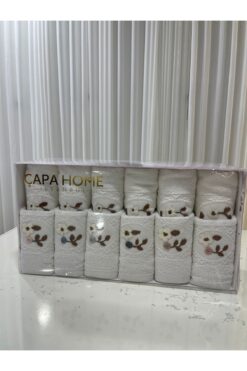 Çapa Home Beyaz Analı Kızlı 50x90 %100 Pamuk 12’li Havlu Seti
