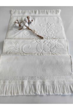 sarra 50x90cm SARRA ETAMİN SAÇAKLI HAVLU - KREM