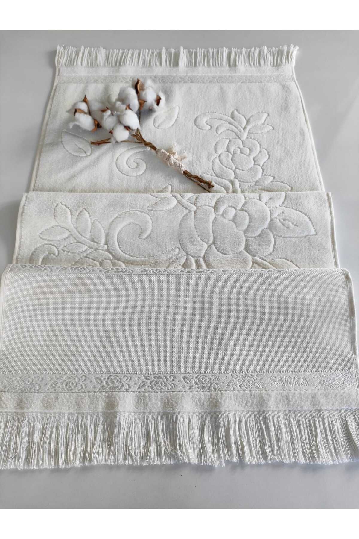 sarra 50x90cm SARRA ETAMİN SAÇAKLI HAVLU - KREM