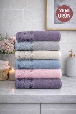 Mela Home Mine 50*90 cm 6'lı El ve Yüz Havlu Seti- Çeyizlik- Hediyelik - Mutfak %100 Pamuklu