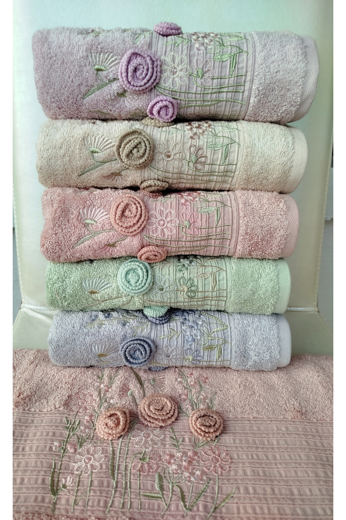 Fiesta Elegance Serisi Bambu Renkli El işi 6 adet 50x90 cm - Görsel 3