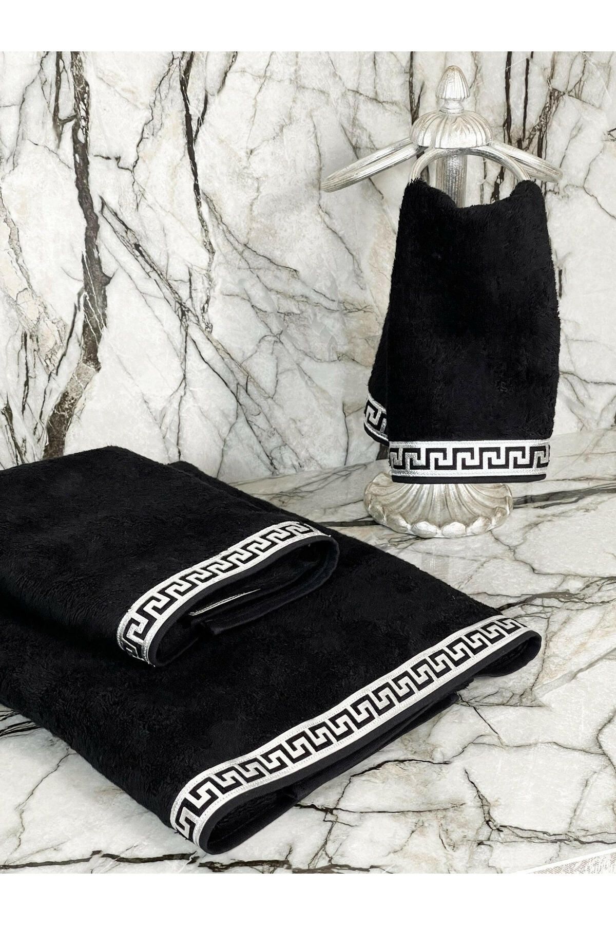 Creativehome Anka Premium Lüks İşlemeli 3 lü Banyo Havlu Takımı Set