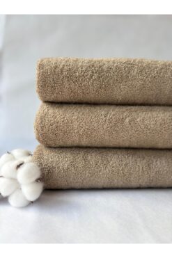 S&R 3 Adet 90x150 cm Banyo-Hamam Havlusu 600 gram Bej Hotel Collection