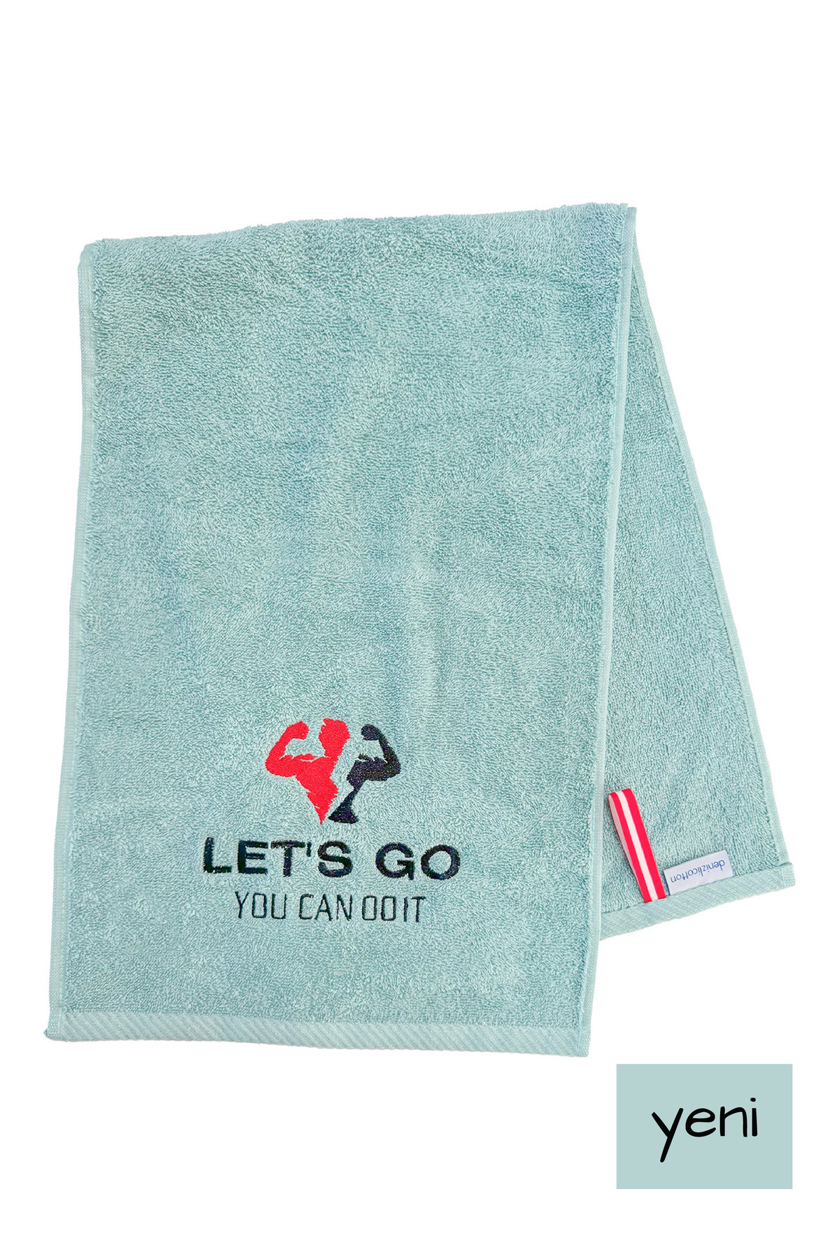 denizlicotton Nakışlı Sporcu Havlusu Pamuklu, Anti bakteriyel, Ter Emici Fitness Plates Boks Tenis Spor Havlusu