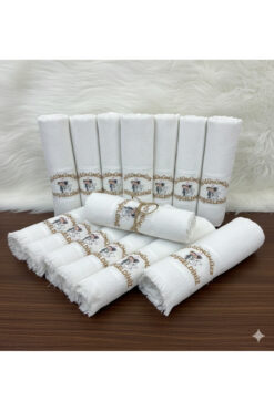 ÖZteks 12 ADET DÜĞÜNÜMÜZE HOŞGELDİNİZ HAVLUSU DÜĞÜNLÜK - DAVETİYELİK- DAĞITMALIK 40-70 CM BEZ HAVLU