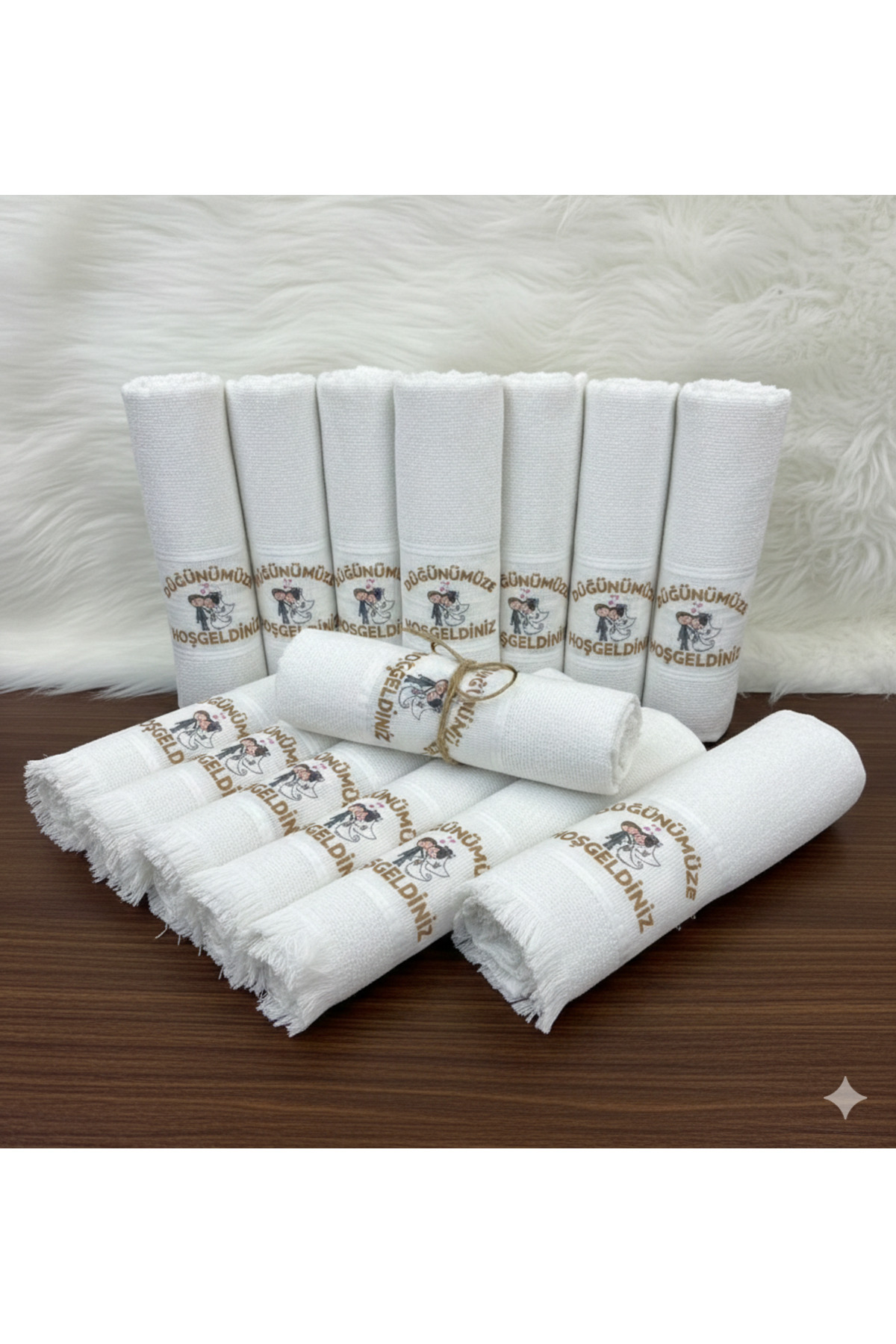 ÖZteks 12 ADET DÜĞÜNÜMÜZE HOŞGELDİNİZ HAVLUSU DÜĞÜNLÜK - DAVETİYELİK- DAĞITMALIK 40-70 CM BEZ HAVLU