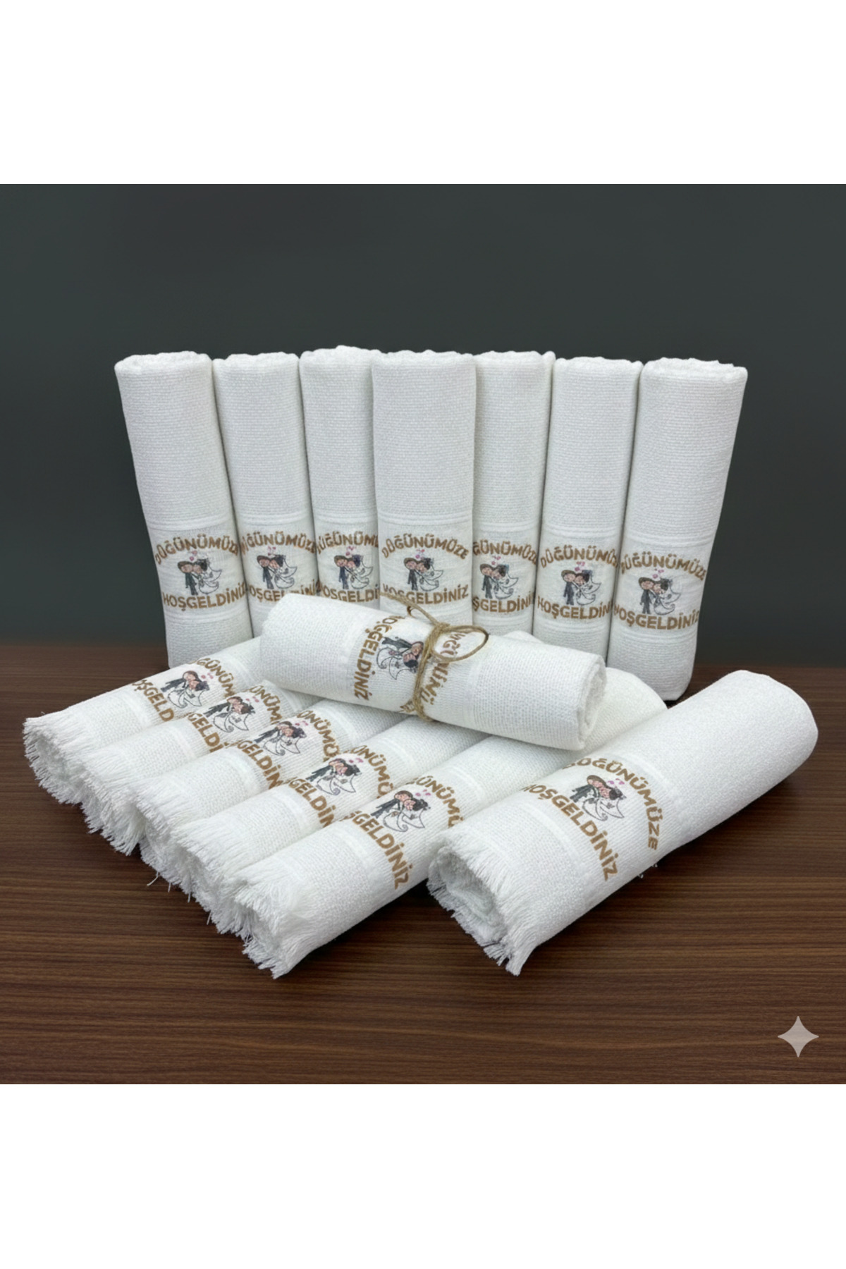 ÖZteks 12 ADET DÜĞÜNÜMÜZE HOŞGELDİNİZ HAVLUSU DÜĞÜNLÜK - DAVETİYELİK- DAĞITMALIK 40-70 CM BEZ HAVLU - Görsel 3