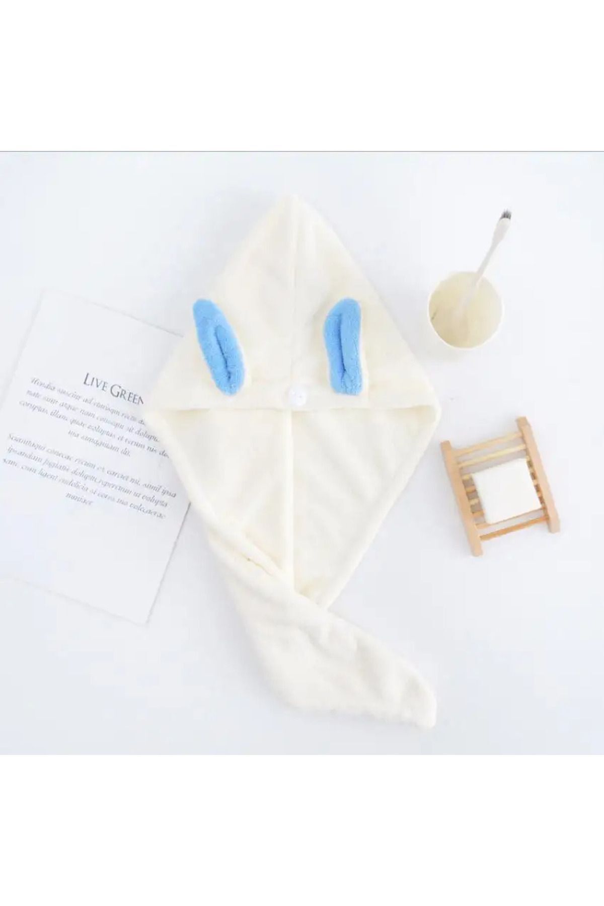 SB SizinBazar Beyaz Pamuklu Saç Kurulama Bonesi Baş Havlu Saç Bonesi- Pamuklu Saç Bonesi