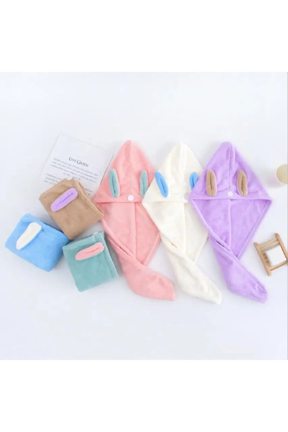 SB SizinBazar Beyaz Pamuklu Saç Kurulama Bonesi Baş Havlu Saç Bonesi- Pamuklu Saç Bonesi - Görsel 2