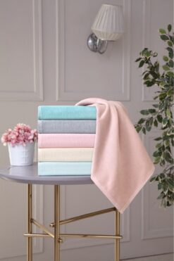 Fiesta Tekstil 50x90 Düz Kadife 6’lı Eponj Havlu