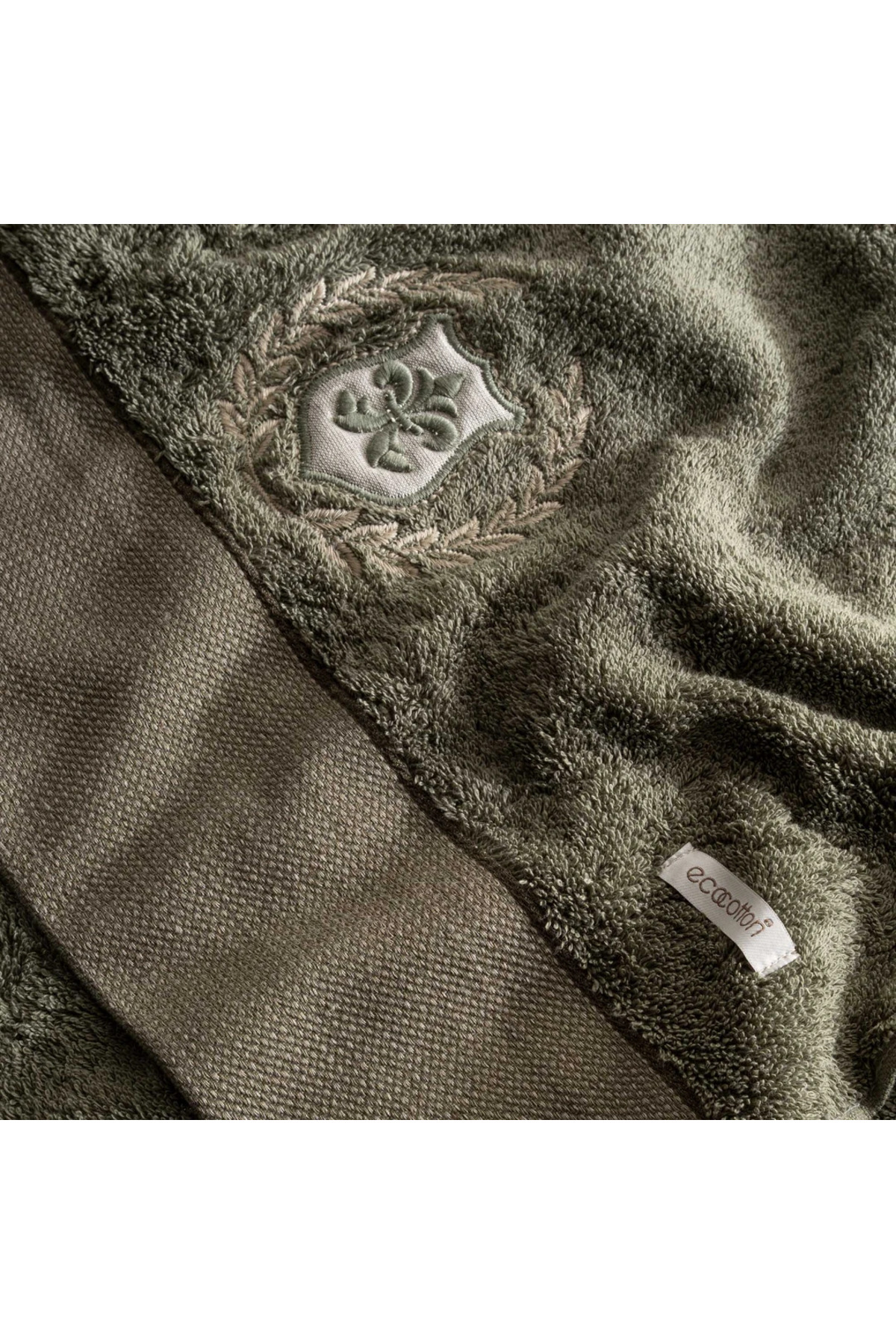 Ecocotton Masal El Yüz Havlusu %100 Organik Pamuk Nakışlı Yeşil 50x90 Cm - Görsel 2