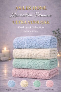 Asilex Home Collection 4’lü %100 Microcotton El Yüz Havlusu Premium Lüx 50x90 cm 500 GSM(225gr) Ultra Yumuşak Pamuk