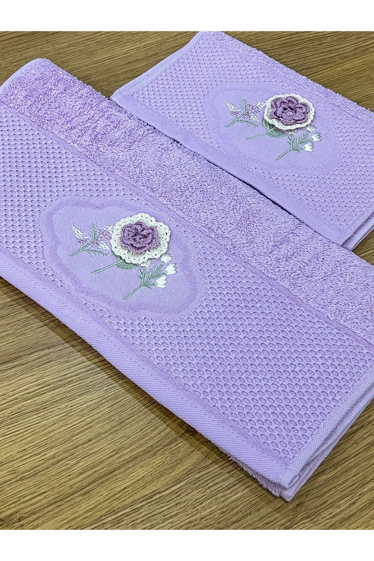 AYHANHOME 3d Çiçek İşlemeli Kutulu Çeyizlik 1 Adet 50x90 El Yüz Havlusu 1 Adet 30x50 Mutfak Havlu - Görsel 3