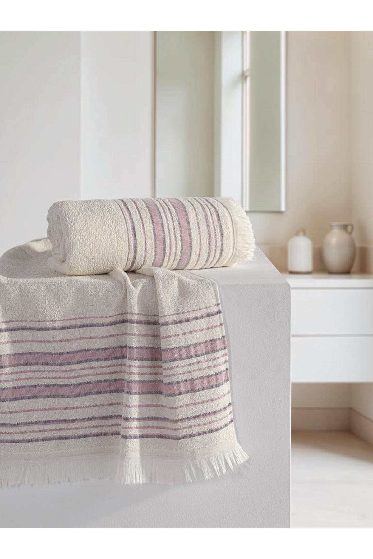 MODALİN Retro %100 Pamuk Banyo - Saç 2’li Havlu Takımı - 50x90, 70x140 - Görsel 2