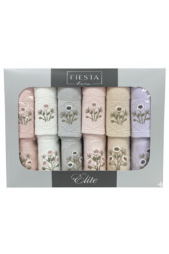 Fiesta Tekstil El İşi Nakışlı Şebnem 12 Parça Analı Kızlı Havlu Seti