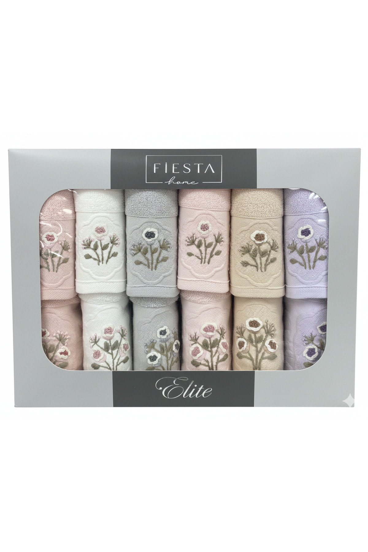 Fiesta Tekstil El İşi Nakışlı Şebnem 12 Parça Analı Kızlı Havlu Seti