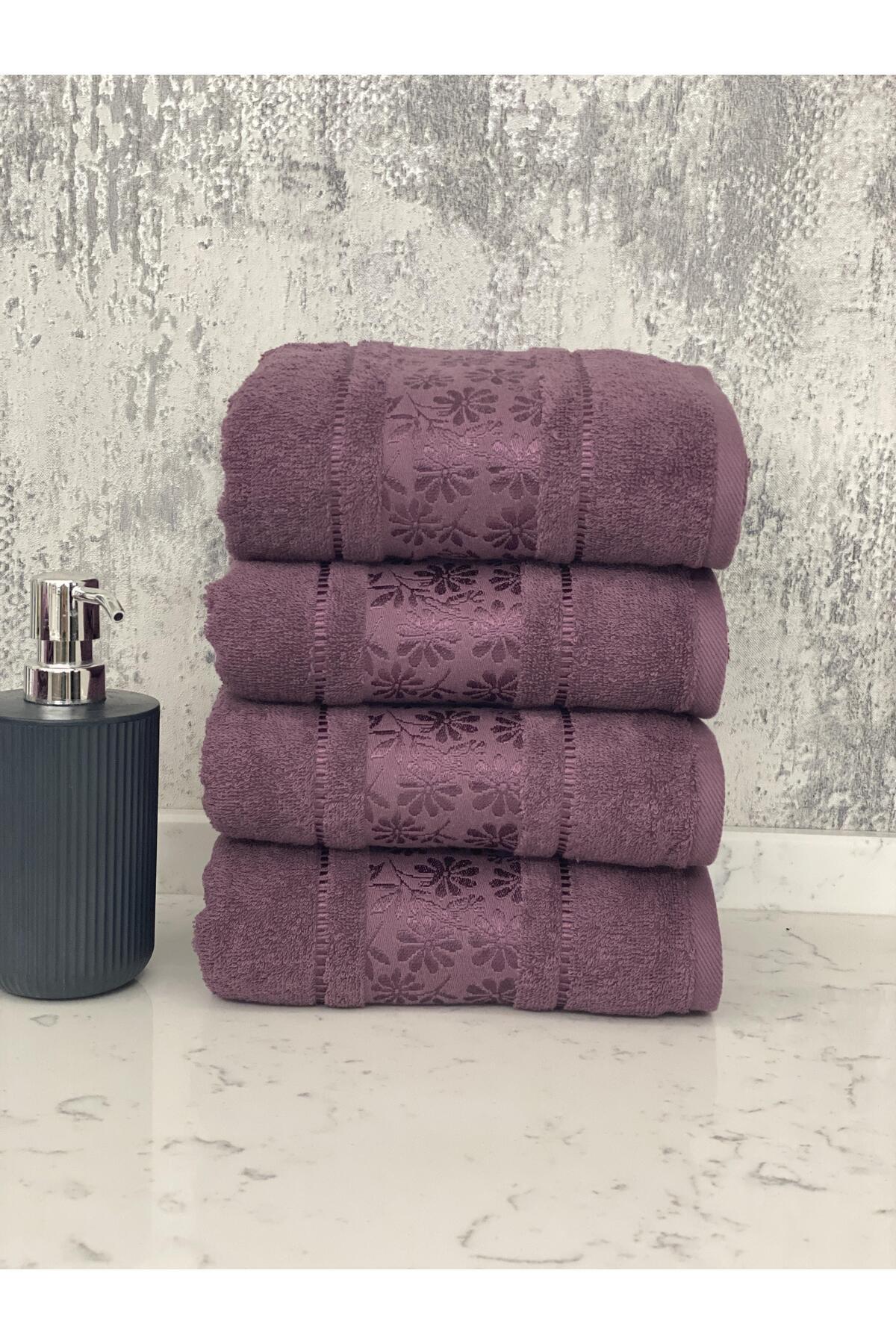 Özdilek Blossom El-Yüz Havlusu 4 Adet-Mürdüm