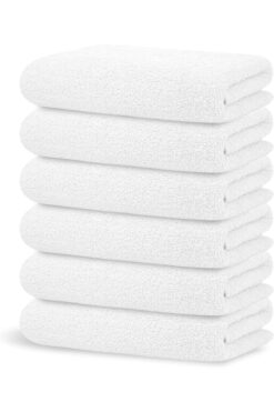 INTER Z 6'lı Set Beyaz %100 Pamuk Otel Banyo Havlusu 90x150 Cm, Otel Havlusu
