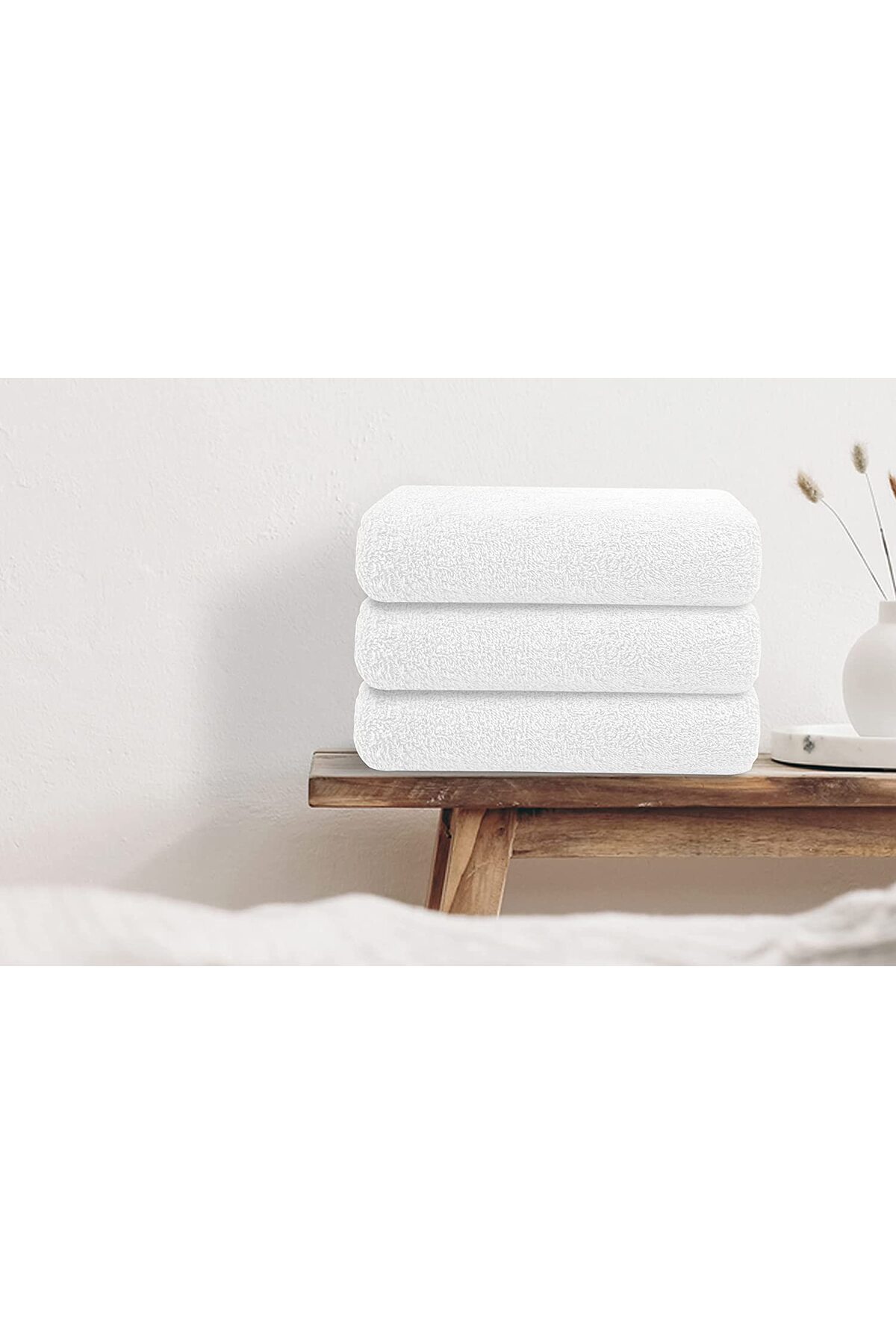 INTER Z 6'lı Set Beyaz %100 Pamuk Otel Banyo Havlusu 90x150 Cm, Otel Havlusu - Görsel 3