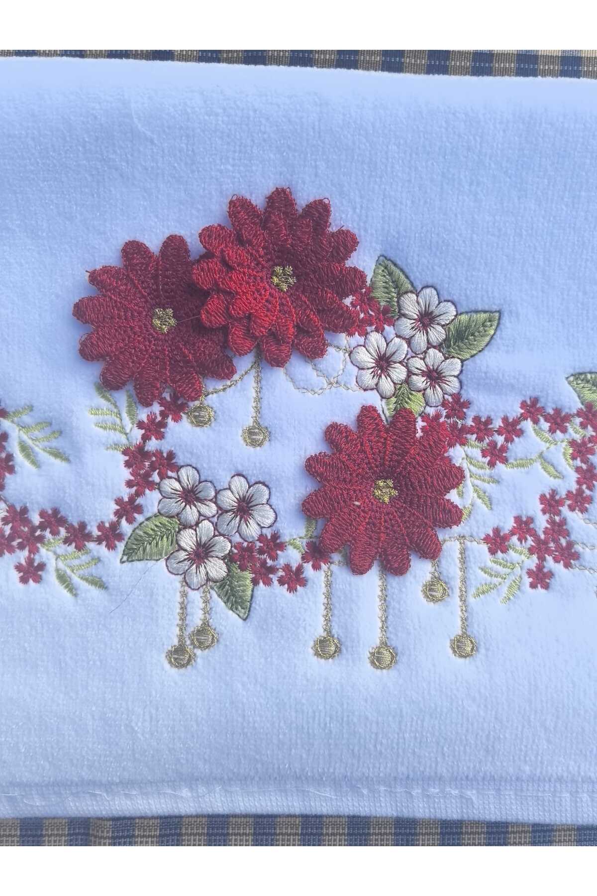 Peacock 3 Boyutlu Nakışlı %100 Pamuk El Havlusu Çeyize Uygun Hediyelik 50x90 - Görsel 2