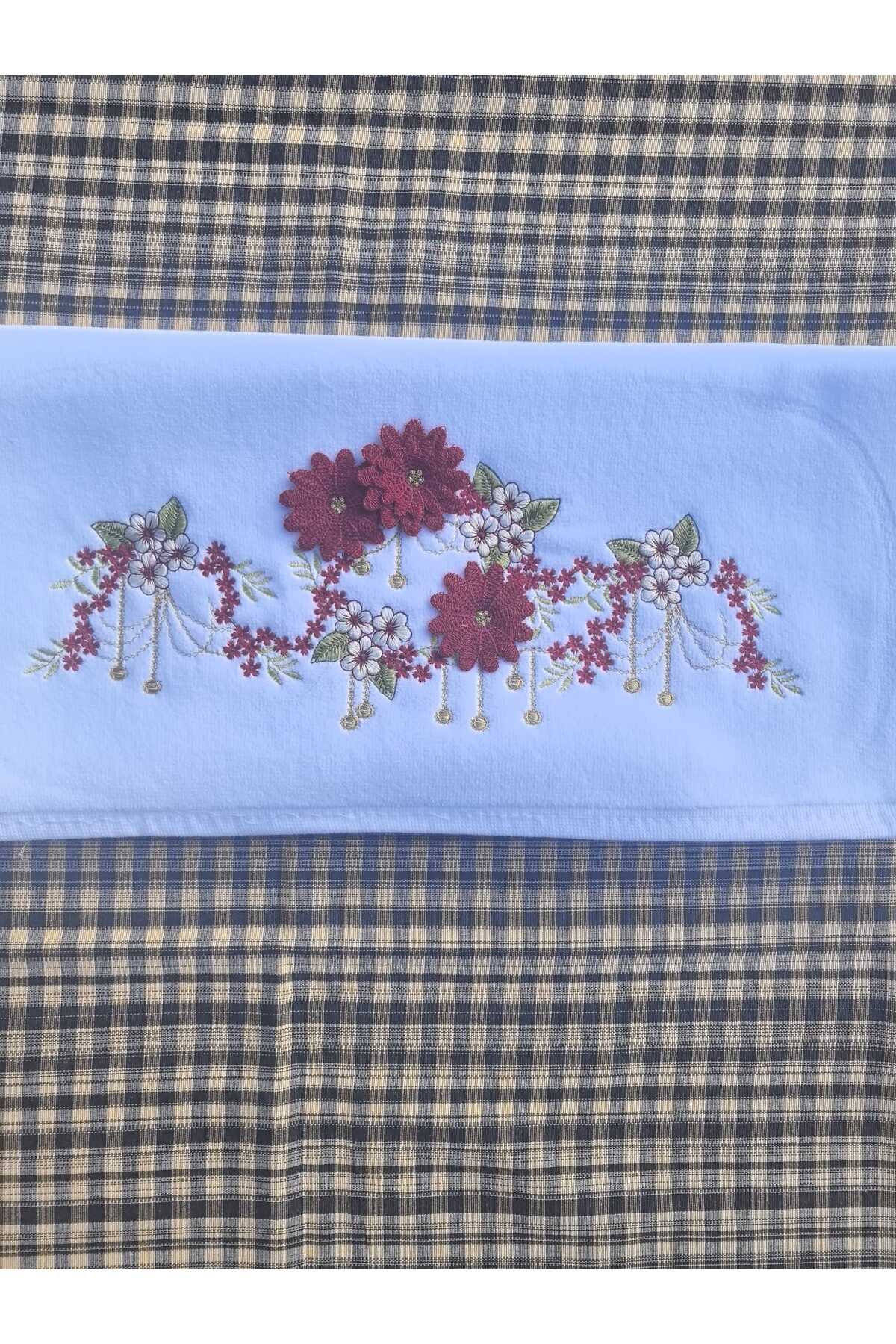 Peacock 3 Boyutlu Nakışlı %100 Pamuk El Havlusu Çeyize Uygun Hediyelik 50x90 - Görsel 3