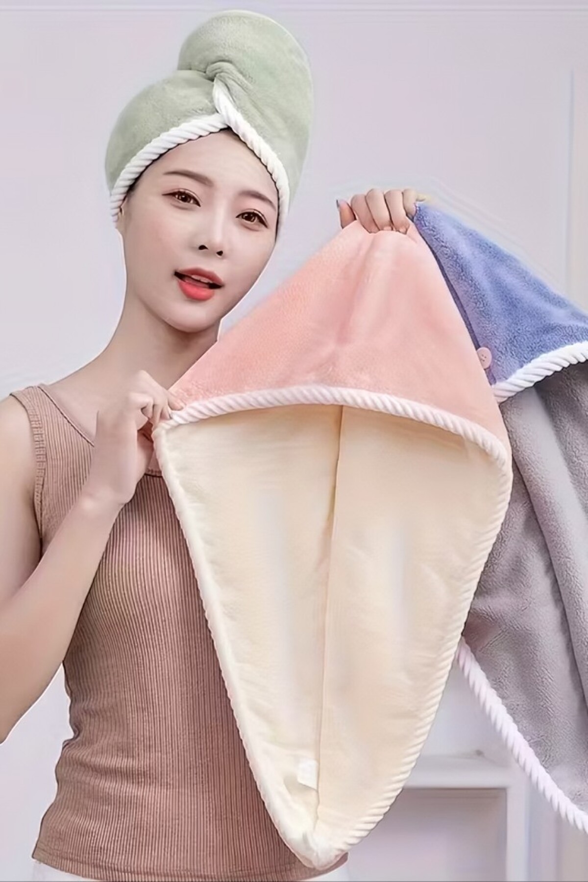 Primeaks Hızlı Kurulama Saç Havlu Bonesi – Mikrofiber Burgu Saç Bonesi