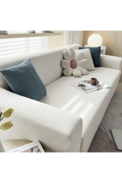 HaNemCe Likrali Streç Lastikli Esnek Yikanabilir Kare Desen Üç Kişilik Koltuk Örtüsü Koltuk Kılıfı