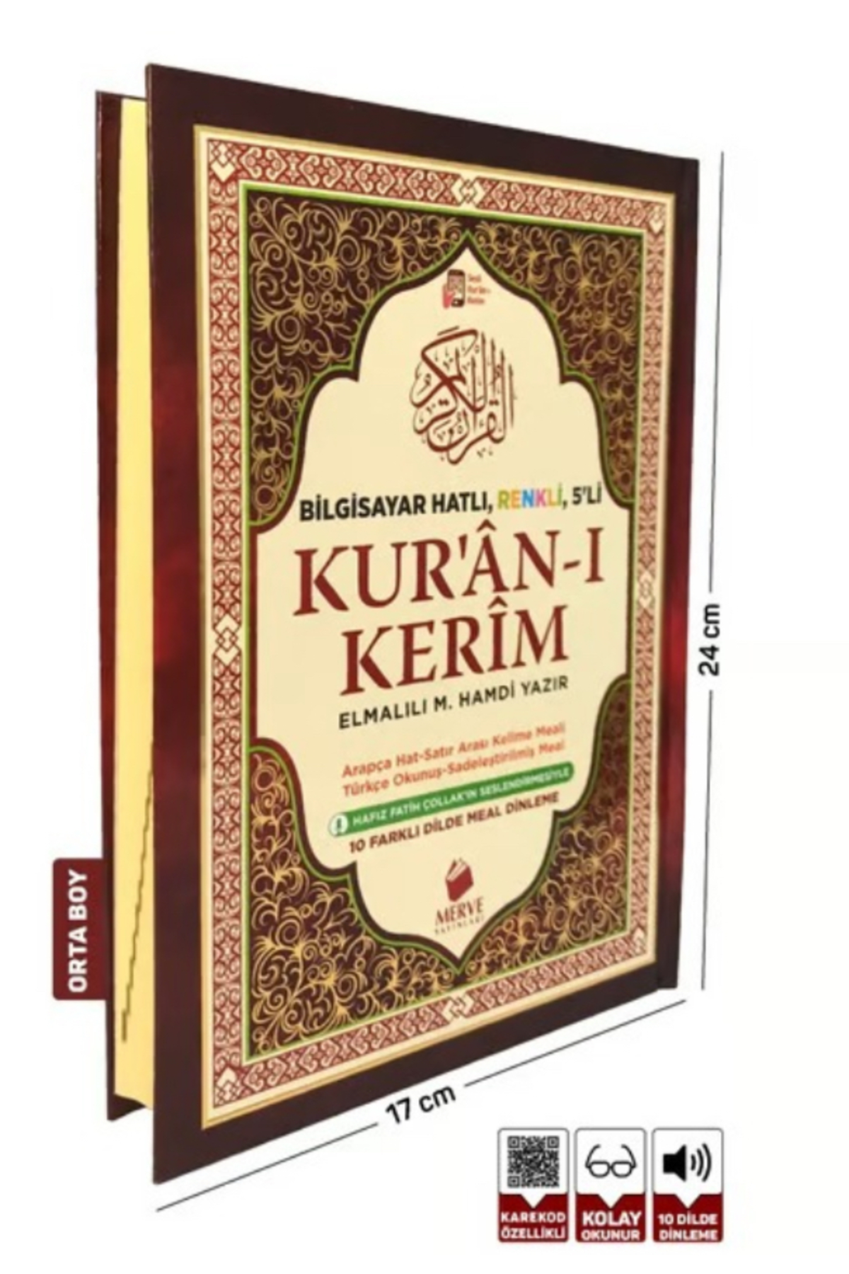 Merve Yayınları Orta Boy Kuranı Kerim Ve Satır Arası Kelime Türkçe Okunuşlu Ve Meali 5 Özellikli Mealli Kuran