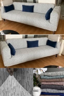 Faiend Düz Jakarlı 3 Kişilik Taş-gri Kanepe Örtüsü | Lastikli Koltuk Örtüsü |çekyat Örtüsü| koltuk kılıfı