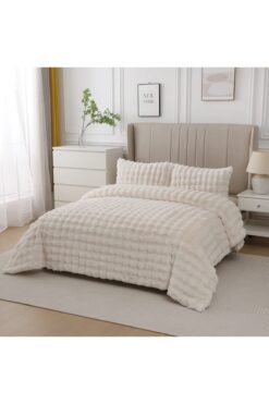 LALHOME Loria Peluş Çift Kişilik Yatak Örtüsü