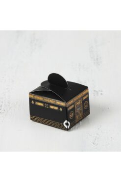 luxurianthome 50 Adet Kabe Desenli Altın Yaldızlı Mevlüt Şekeri Kutusu Hac Umre (Ebat: 3,5*5 cm)