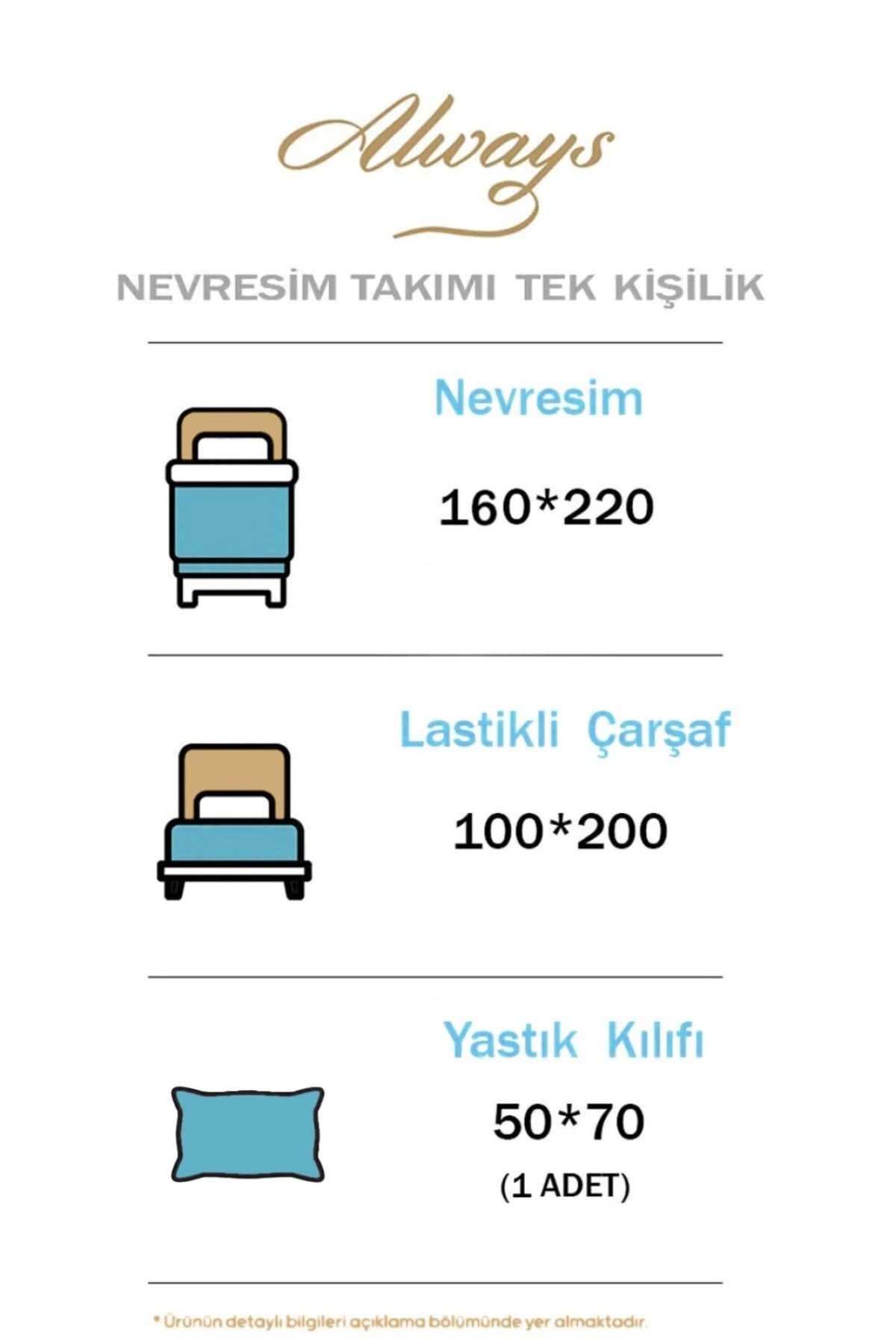 Always Çarşafı Lastikli Tek Kişilik Nevresim Takımı Puantiye - Görsel 3