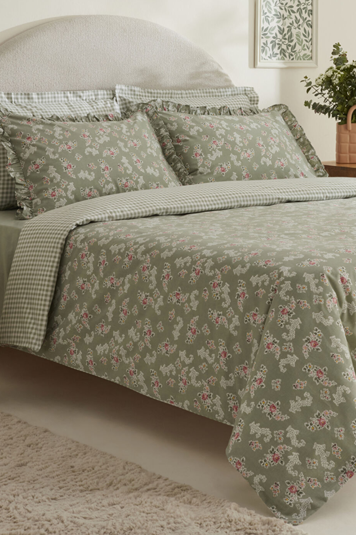 Karaca Home Carlo %100 Pamuk Çift Kişilik Nevresim Takımı Adaçayı - Görsel 2