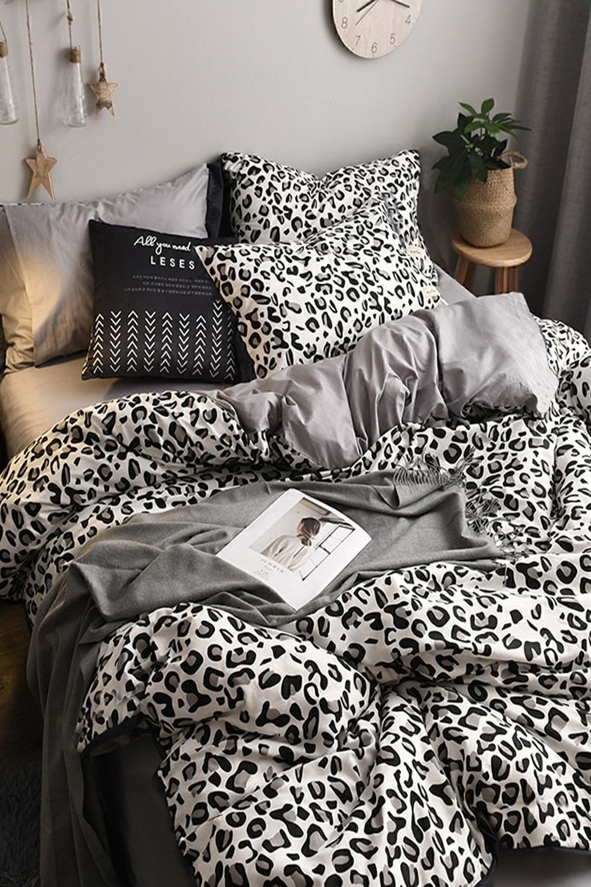 İQON Lastikli Çarşaflı Nevresim Takımı Çift Kişilik Leopar Premium Cotton 64s - Görsel 2