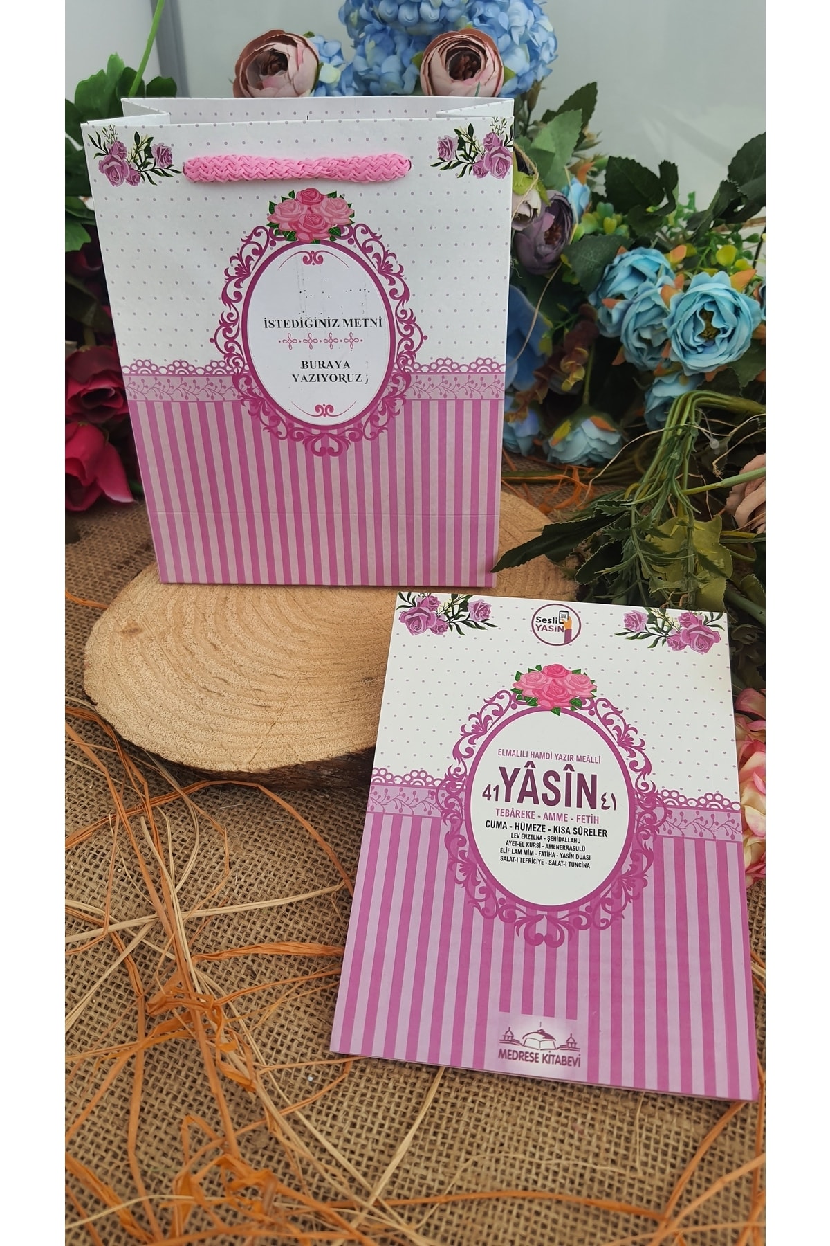 Medrese Yayınları Karton Çantalı Yasin Kitabı Cüzü Sesli Dinleme,dogum,mevlit Hac Hediyesi Pembe 80 Sayfa