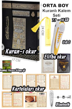 kitapsev Hafız Kalem Orta Boy Kuran Okuyan Kalem Seti 7.1 16 GB DİYANET ONAYLI 3 Yıl GARANTİLİ AYRACLI