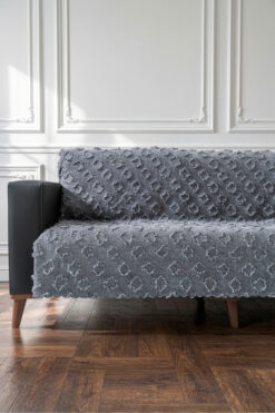 VELANORA HOME Antrasit Koltuk Örtüsü 175x215 cm Çekyat Örtüsü Premium Şönil Jakar Kumaş Kaydırmaz, Yıkanabilir**