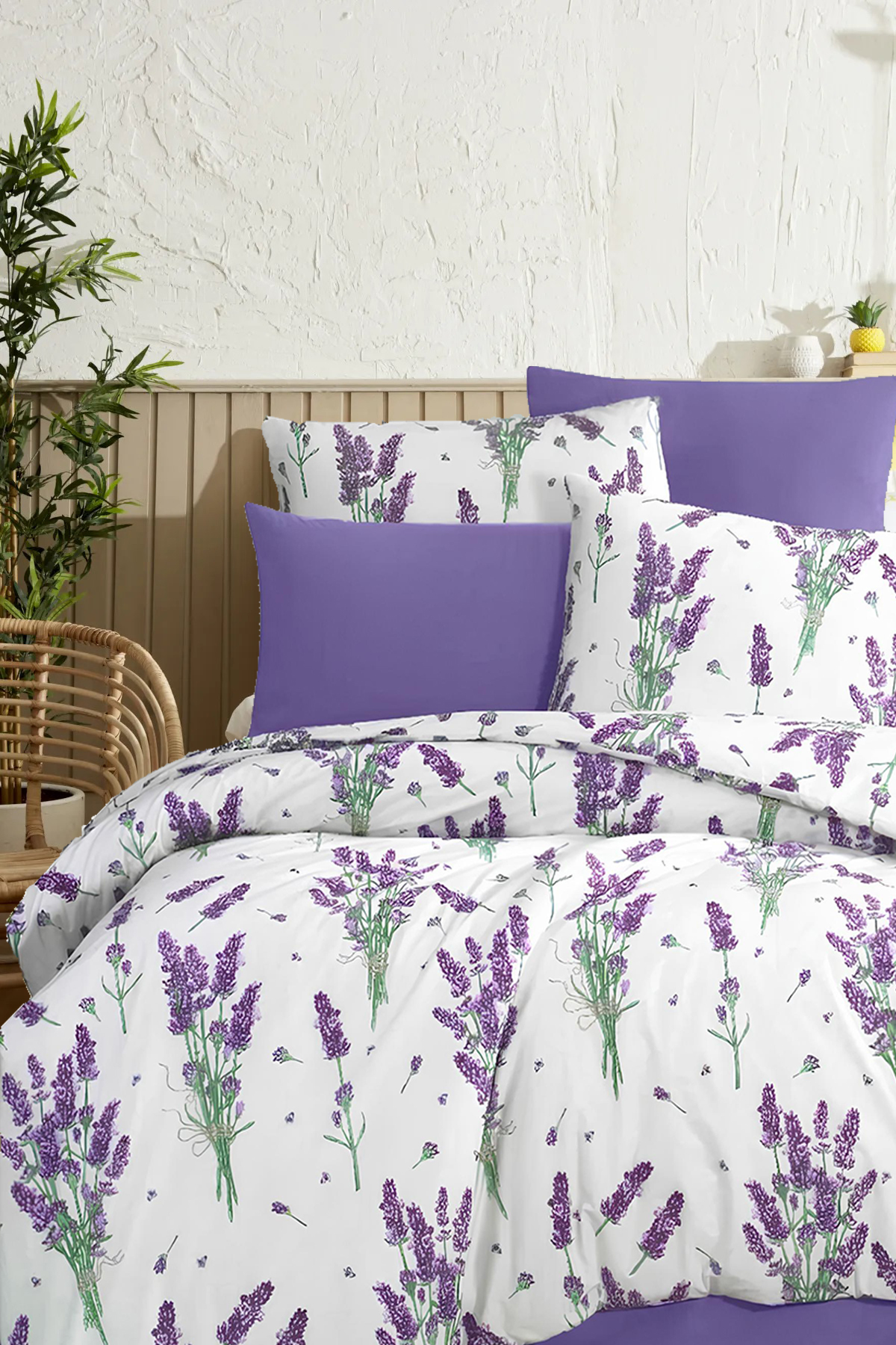 Always Çarşafı Lastikli Çift Taraflı Çift Kişilik Nevresim Takımı Lavanta