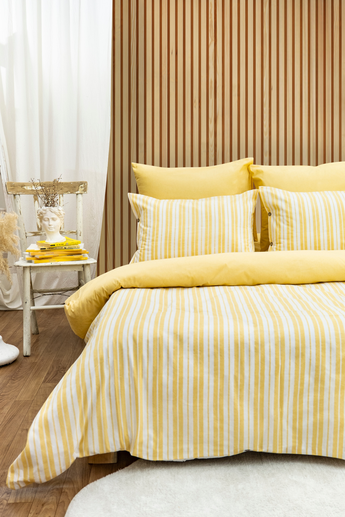 BESTİNA GOLD Harmony Hues İpliği Boyalı Doğal Çift Kişilik Nevresim Takımı (Çarşafı Lastikli) - Görsel 2